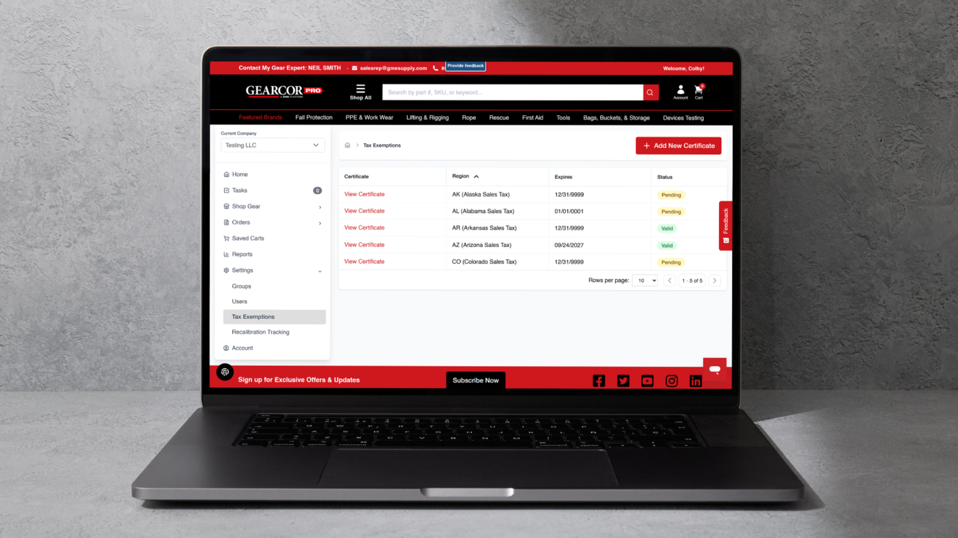Admin Permissions Panel View